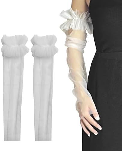 Bridal Wedding Dresses Lace Arm Sleeves, Sheer Detachable Mesh Tulle Sleeves, To Cover Arms Women Gloves