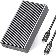 Fanless Speedy 40Gbps M.2 NVMe SSD Enclosure, USB4/Thunderbolt 4 Aluminum External NVMe Enclosure with Finned Dustproof Cooling Design, Supports M.2 PCIe SSD up to 8TB (Silver)