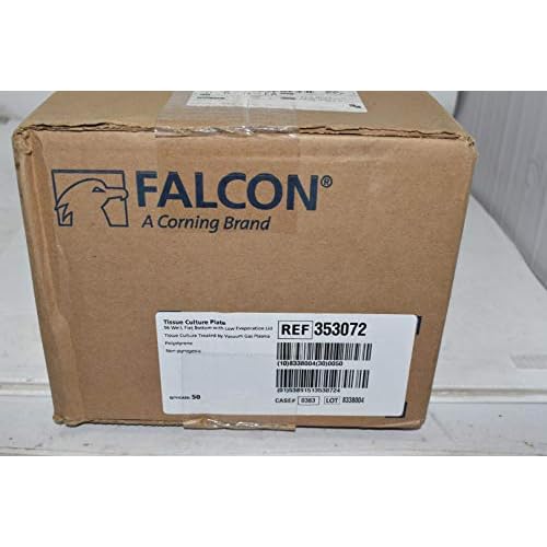 BD 353072 Falcon Clear Polystyrene 96 Well Cell Culture Plate with Low-Evaporation Lid, 0.37mL Volume, Flat Bottom Shape Case of 50