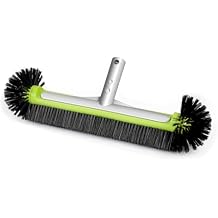 BoxedHome Pool Brush Head with Round Ends,Heavy Duty Pool Brushes for Cleaning Pool Walls, Floors Steps & Corners, 17.5" Pool Brush with Sturdy Aluminum Handle & Durable Nylon Bristles