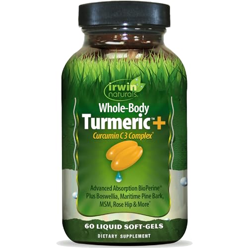 Irwin Naturals Whole-Body Turmeric  Curcumin C3 Complex - 120 Liquid Soft-Gels - with Boswellia, Maritime Pine Bark, MSM & Rose Hip