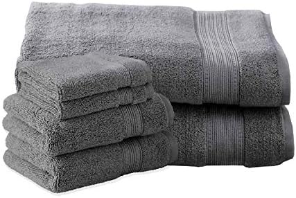 Charisma Luxury Bath Sheet, Hand Towel & Washcloth Set - 6 Pieces (Dark Grey)