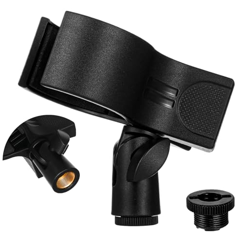 1 Pcs Large Microphone Clip, Adjustable Mic Holder for Stand, Mic Clip for Most Condenser and Wireless Microphones with Outer Diameter Range 1.1 from 2.3, with 58 Male to 38 Female Screw Adapter