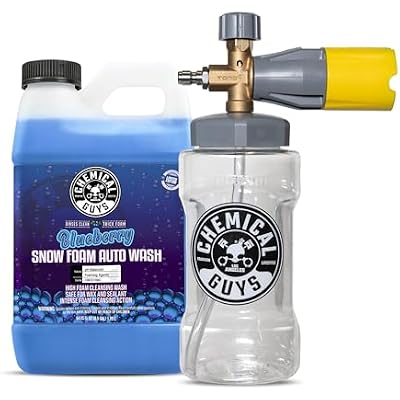 Chemical Guys Big Mouth Max Release Foam Cannon and Blueberry Snow Foam Car Wash Soap, 64 fl oz - Car, Truck, SUV, RV & Boat Wash, Soap Cannon for Pressure Washer, 34 oz Bottle - 2 Items