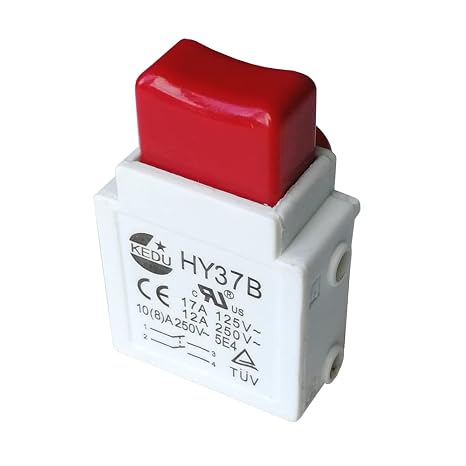 17A HY37B Lock Off Dustproof Trigger Pushbutton Switch for Hand-Held Electric Garden Tools Mower, 2-Pack