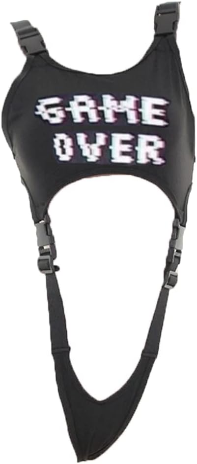 Cosplay Lingerie Anime Bikini Costume Goth Buckle Crop Tops Rave Outfit Sexy Game Over Bodysuit Punk Slingshot