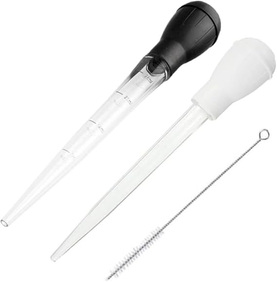 2 Pcs Turkey Baster, Chicken Turkey Poultry Meat BBQ Baster Syringe Tube, Kitchen Cooking Tools Kitchen Chicken Turkey Poultry Meat BBQ Food Flavour Baster (Black and White）