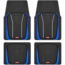 Rubbermaid Car Floor Mats Full Set Premium All-Weather Car Mat with Brushed Aluminum Inserts, Universal Trim-to-Fit Design, Anti-Slip Backing for Cars, SUVs, Trucks, and Vans