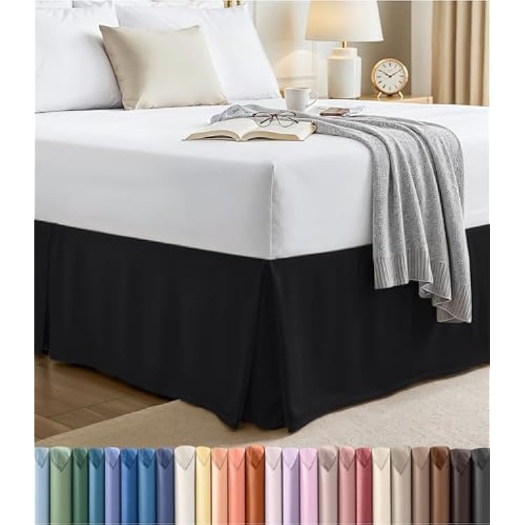 Utopia Bedding Queen Bed Skirt - Soft Quadruple Pleated Ruffle - Easy Fit with 16 Inch Tailored Drop - Hotel Quality, Shrinkage and Fade Resistant Queen, Black