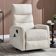 KEIKI Standard Massage Recliner Chair with Heat, Swivel Rocker for Living Room, Heated Faux Leather Massage Chair for Small Spaces