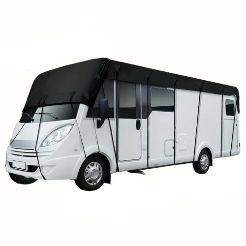 Heavy Duty RV Roof Cover, Waterproof UV Resistant, Fits 16-20 ft RVs, Travel Trailers, Class ABC Motorhomes, Popup & Truck Campers Black, 6.5m3m