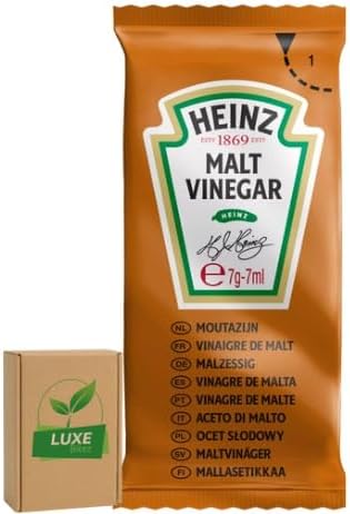 Malt Vinegar Individual Sachets - Single Serve Portions Sachets (Pack of 200) - Compatible for Heinz By Luxe Bitez