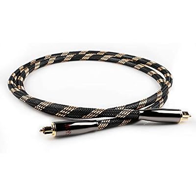 SKW Optical Digital Audio Toslink Cable Home Theater Fiber Optic Male to Male Gold Plated SPDIF Cables - Copper Connectors, High-Reinforced Transparent Polymer Core, Nylon Braided 3.2ft1M