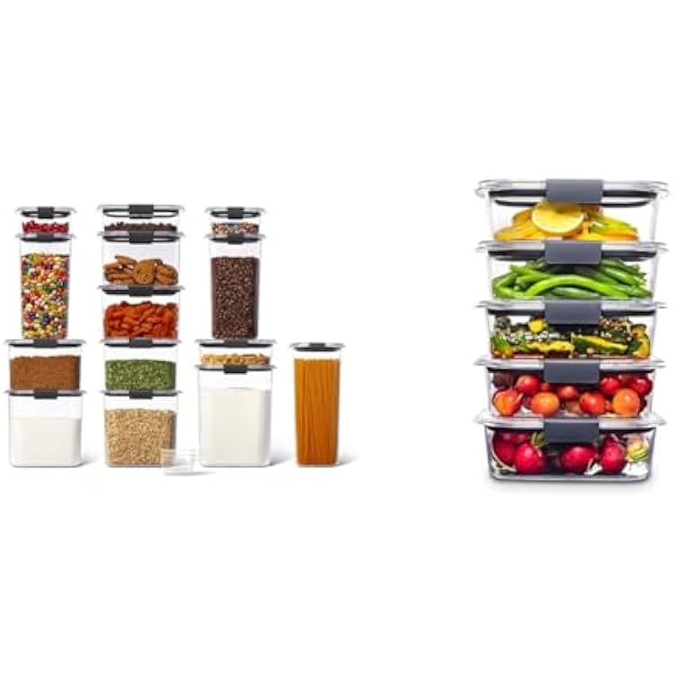 Rubbermaid Brilliance BPA Free Food Storage Containers with Lids & Brilliance BPA Free Food Storage Containers with Lids, Airtight, for Lunch, Meal Prep, and Leftovers, Set of 5 3.2 Cup