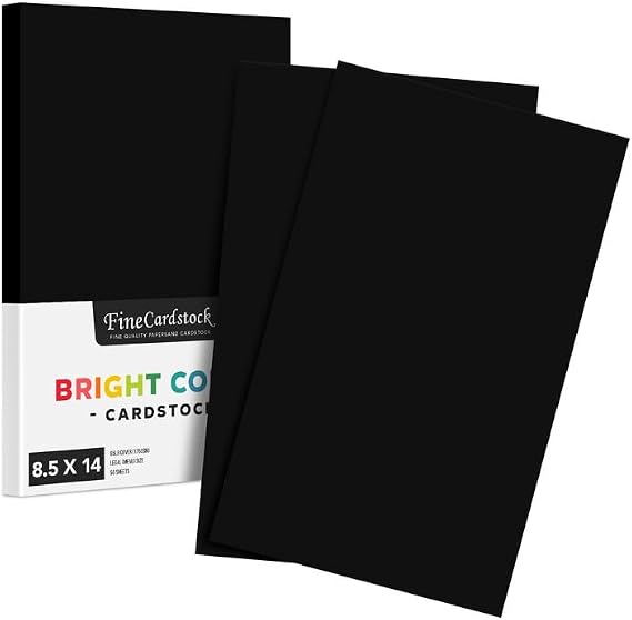 Black Premium Color Card Stock Paper | 50 Per Pack | Superior Thick 65-lb Cardstock, Perfect for School Supplies, Holiday Crafting, Arts and Crafts | Acid & Lignin Free | 8.5 x 14