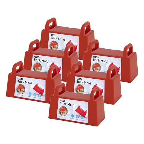 Superio Snow Brick Maker Igloo Fort Block Form Outdoor Winter Snow Toys Sand Castle Building Kit for Adults and Kids Sandbox, Beach, Sand Toys Red, 6 Pack
