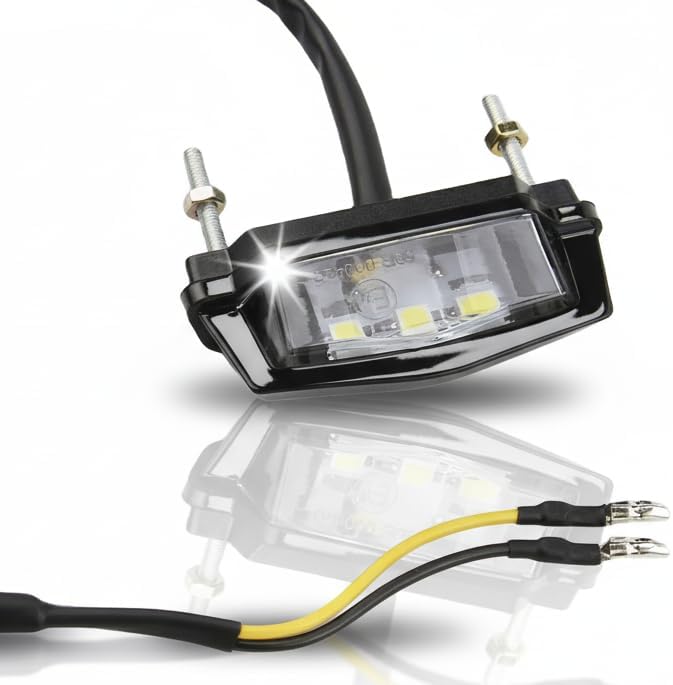 Universal Motorcycle Number Plate Light 12V Waterproof LED Motorbike License Plate Lamp, 3-LED Auto License Plate Light Rear Tail Lamp Registration Plate Light White Simple 2 Wire Connection