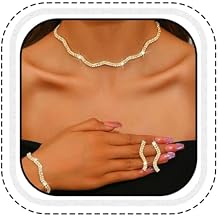 Aukmla Rhinestones Bridal Wedding Jewelry Set Choker Necklaces Earrings Bracelet Sets Prom Jewelry for Women and Brides