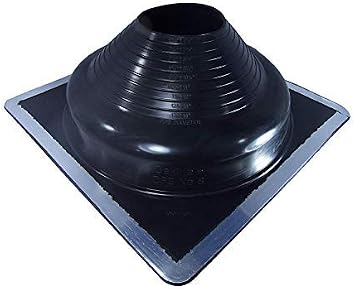 Dektite Metal Roof Pipe Flashing Boots Kit -  With Free Screws, Hex Bit Diver, and Pair of Nitrile Coated Gloves (#8, Black - Square Base)