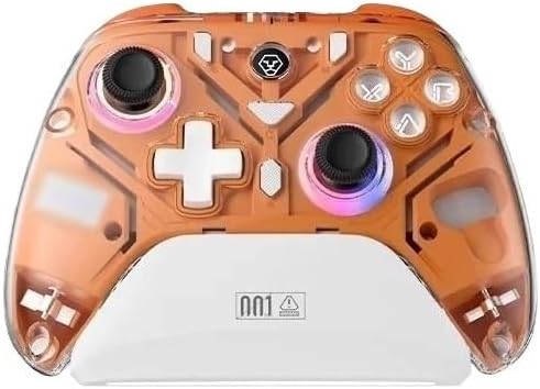 PCコントローラー モーションコントロール 充電ドック付きゲーミングコントローラー RGB ワイヤレス ゲームパッド フルエフェクト ジョイスティック トリガー に適合する ニンテンドー スイッチ/PC/電話用Orange