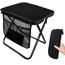 Portable Folding Stool 13 Inch Camping Stool for Adults with Side Pocket, Ultralight Small Foldable Pocket Chair for Outdoor Fishing Hiking Gardening
