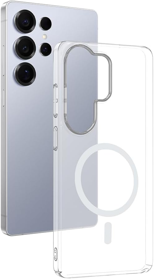 Samsung Galaxy S26 Ultra İçin Kamera Korumalı Manyetik Şarj Özellikli Şeffaf Demy Sert PC Kapak