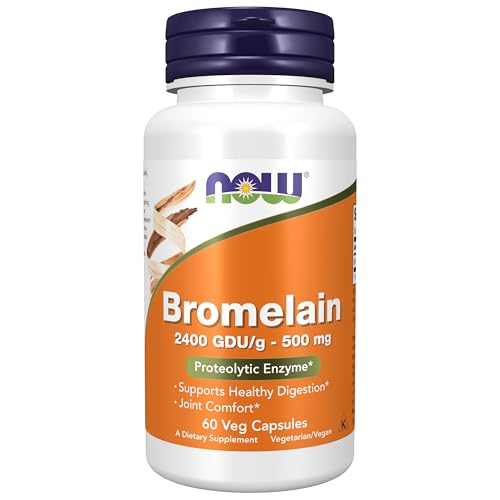 NOW Foods Supplements, Bromelain Natural Proteolytic Enzyme 2,400 GDUg - 500 mg, Natural Proteolytic Enzyme, 60 Veg Capsules