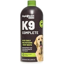 LIQUIDHEALTH Pets K9 Complete 8-in-1 Liquid Multivitamin for Adult Senior Dogs & Puppies, All in One Complete Formula Canine Vitamins for Skin & Coat, Joint Health, Immune Support - USA Made (32 oz)