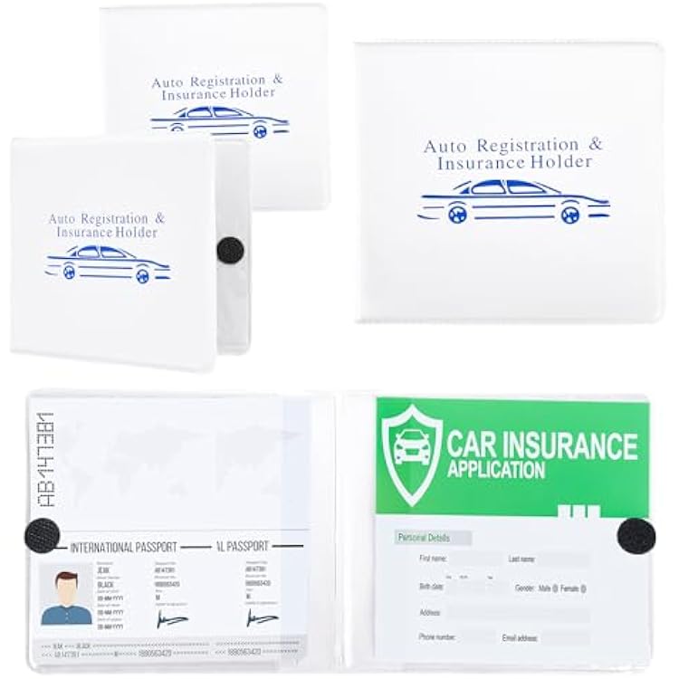 Pacific Mailer Auto Registration and Insurance Card Holder 2 Packs Car Document ID Holder Glove Box Organizer Car Accessories, White