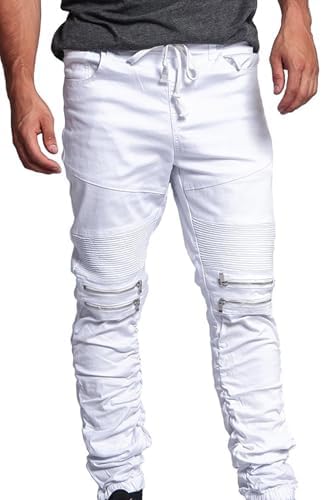 VICTORIOUS Scrunch Stacked Biker Twill Jogger Pants JG882 - White - 2X-Large - K1A