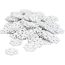 BinaryABC Wooden White Snowflakes Ornaments,Snowflake Craft Supplies,100Pcs