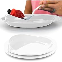 Vive Spill-Proof Scoop Plate, 9" (2 Pack) - Dish with Wall for Disabled, Handicapped, Elderly Adults with Special Needs from Parkinsons, Dementia, Stroke, Tremors with - Non Skid Padded Bottom