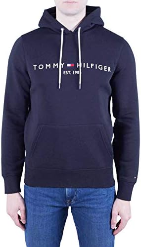 Tommy Hilfiger Mens Fleece Lined Logo Hoodie Black X-Large
