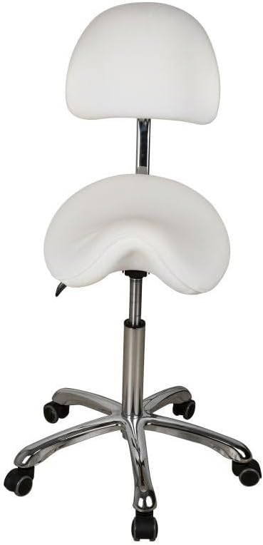 GreenLife Silverfox Saddle Rolling Stool with Backrest 1025B