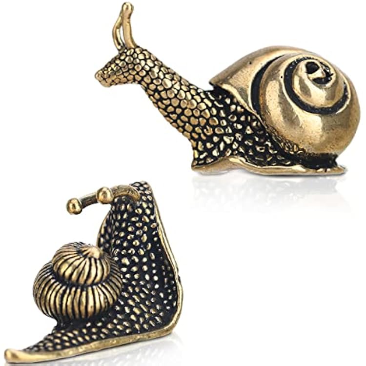 LCCCK 2PCS Brass Snail Figurine Mini Garden Statue, Cute Snail Brass Animals Figurines Home Copper Decor, Unique Outdoor Pond Garden Lawn Decor Landscaping, Landscape Animal Statue