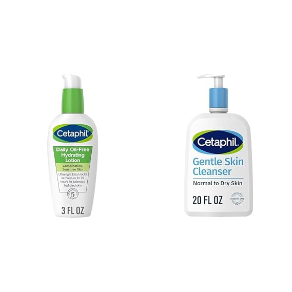 Cetaphil Daily Hydrating Lotion for Face, With Hyaluronic Acid, 3 fl oz Face Wash, Hydrating Gentle Skin Cleanser for Dry To Normal Sensitive Skin, 20oz, Fragrance Free