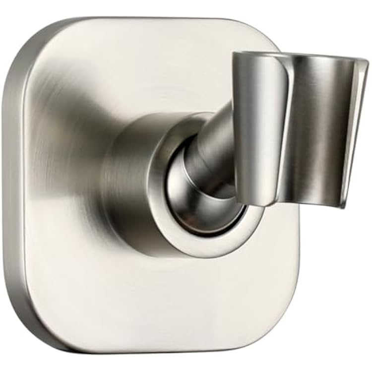 G-Promise Metal Handheld Shower Head Holder, Adjustable Wall Mount Shower Wand Bracket, Strong Adhesive Disc Mount or Drill Installation Square, Brushed Nickel