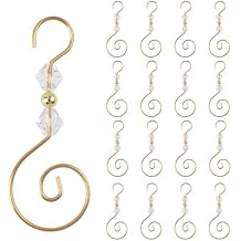INCREWAY Christmas Ornament Hooks, 30PCS S-Shaped Hangers Hook Christmas Ornament Metal Hooks with Crystal Bead