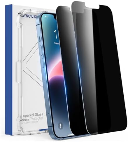 SYNCWIRE Privacy Screen Protector for iPhone 16e141313 Pro, Unbreak Anti Spy Tempered Glass Black [Easy Installation Frame] [10X Stronger] [Bubble Free] [Sensitive Touch] for iPhone 6.1 2-Pack