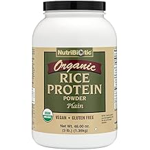 NutriBiotic Certified Organic Rice Protein Plain, 3 Pound | Low Carbohydrate Vegan Protein Powder | Raw, Certified Kosher & Keto Friendly | Made Without Chemicals, GMOs & Gluten | Easy to Digest