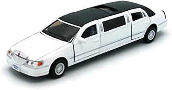 KiNSMART 1999 Lincoln Town Car Stretch Limousine 7Inch 1:38 Scale Die Cast Metal Model Limo Toy (White)