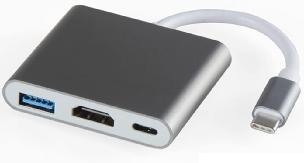 Coverzone Type-c 3in1 Hdmi 4K Usb 3.0 Provides Image Data Transfer Usb Adapter TC-23 Compatible with Notebook and Macbook