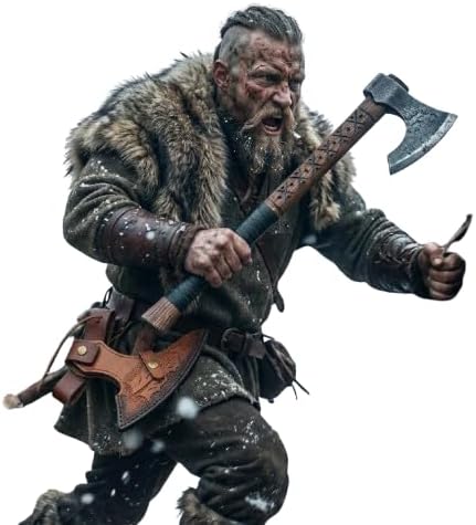 Kacha Store | Custom Handmade Viking Medieval Ax with Gift,Hand Axes,Viking Gifts for Men,Camping Tomahawk,Bearded,Valhalla Axe with Leather Sheath (Battle Axe) (Ragnar Ax)