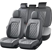 Coverado Car Seat Covers Full Set, Luxury Faux Leather Seat Covers for Cars, Waterproof Car Seat Protector, Gray Car Seat Cover, Universal Automotive Seat Covers Fit for Most Sedan SUV Trucks