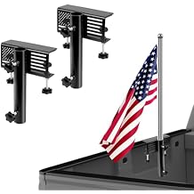 Truck Bed Flag Pole Mount, No Drilling Flag Holder for Pickup Bed, Fit Up to 1.3 Inch Diameter Flagpole, 2 Pack(Black)