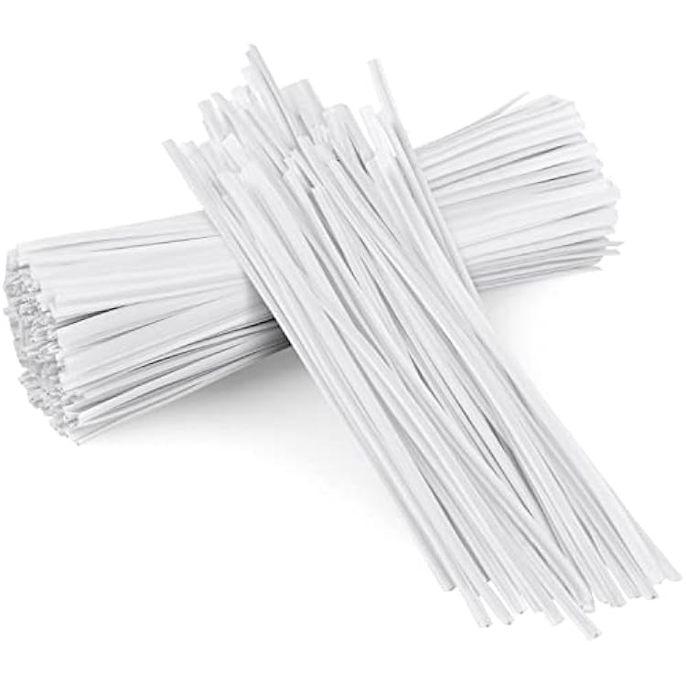 Oligei 600 Pcs Plastic 5 Twist Ties for Bags, Wire Ties Reusable Twist Bread Ties for Household and Office Use White
