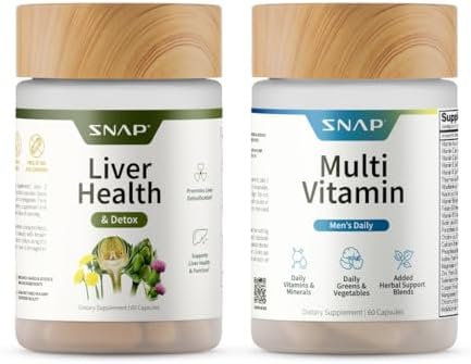 Snap Supplements Liver Health + Men's Daily Multivitamin Bundle, 60 Capsules Each