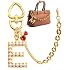 Pearl Initial Keychain with Leopard Bag Charms Wallet Chain Women Cute Alphabet Keychains Charm for Purse Handbag