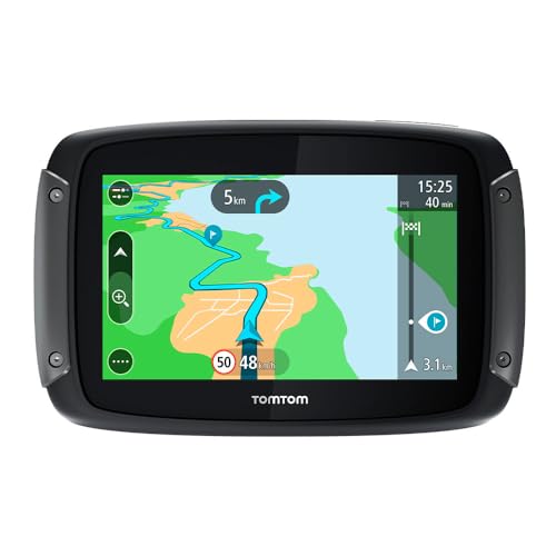 TomTom Motorcycle Sat Nav Rider 500, 4.3 Inch, with Motorcycle Specific Winding and Hilly Roads, Updates via Wi-Fi, Compatible with Siri and Google Now, Lifetime Traffic and Speed Cams, EU Maps
