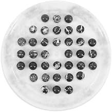 Marble Solitaire Board Game 10" Inches Round White Natural Stone with 42 Black Marble Balls, Mind Challenge Brain Teaser Puzzle for Family, One Player Game
